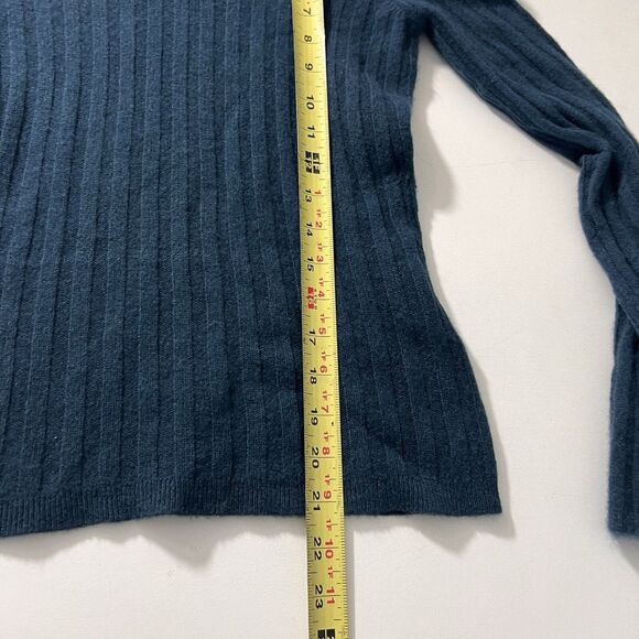 Naadam Cashmere Sweater Women’s XXS Teal Ribbed Long Sleeve Fuzzy - Picture 4 of 6